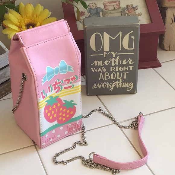 Bioworld Handbags - Strawberry Milk Carton Crossbody